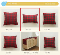 HKM-088851 Christmas Red and Green Checkered Polyester Cotton Pillowcase Cover - Multiple Sizes Available