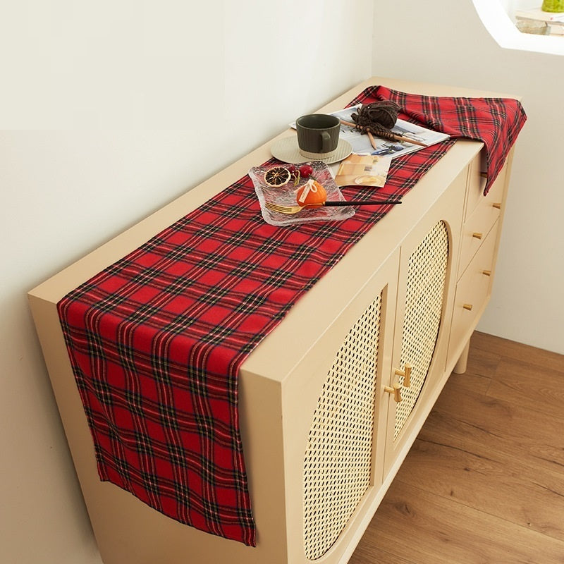 HKM-088851 Christmas Red and Green Checkered Polyester Cotton Pillowcase Cover - Multiple Sizes Available
