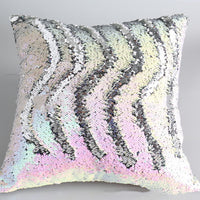 HKM-089107 Rainbow Reversible Sequins Cushion Cover - 40x40cm Pillowcase Only