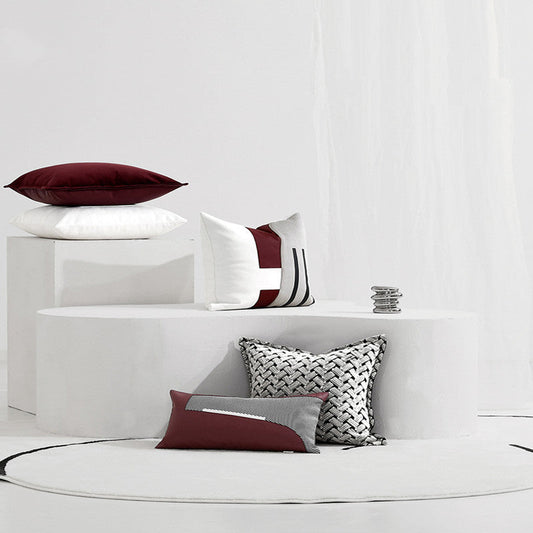 HKM-089171 Modern Red and White Simple Sofa Pillowcase, 50X50CM and 30X50CM Options