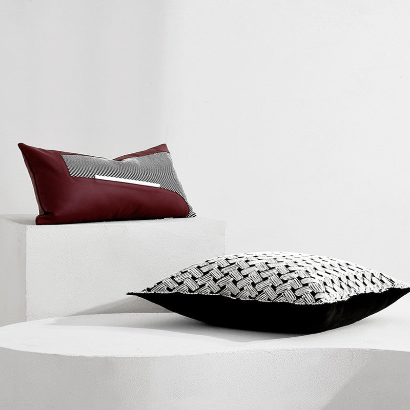 HKM-089171 Modern Red and White Simple Sofa Pillowcase, 50X50CM and 30X50CM Options