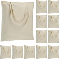 HKM-089235 Lightweight Beige Canvas Tote Bag Set – 48 Pack Reusable Shopping and DIY Craft Bags, Perfect for Gifts and Everyday Use