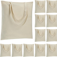 HKM-089235 Lightweight Beige Canvas Tote Bag Set – 48 Pack Reusable Shopping and DIY Craft Bags, Perfect for Gifts and Everyday Use