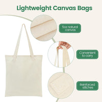 HKM-089235 Lightweight Beige Canvas Tote Bag Set – 48 Pack Reusable Shopping and DIY Craft Bags, Perfect for Gifts and Everyday Use