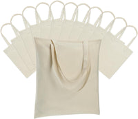 HKM-089235 Lightweight Beige Canvas Tote Bag Set – 48 Pack Reusable Shopping and DIY Craft Bags, Perfect for Gifts and Everyday Use