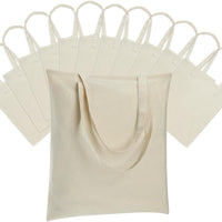 HKM-089235 Lightweight Beige Canvas Tote Bag Set – 48 Pack Reusable Shopping and DIY Craft Bags, Perfect for Gifts and Everyday Use