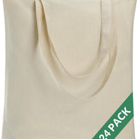 HKM-089235 Lightweight Beige Canvas Tote Bag Set – 48 Pack Reusable Shopping and DIY Craft Bags, Perfect for Gifts and Everyday Use