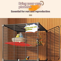 HKM-089299 Eco-Friendly Splash-Proof Parrot Cage with Double Row Accessories and Mobility Features