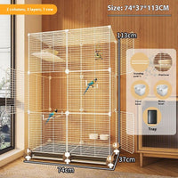 HKM-089299 Eco-Friendly Splash-Proof Parrot Cage with Double Row Accessories and Mobility Features