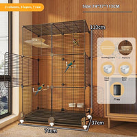 HKM-089299 Eco-Friendly Splash-Proof Parrot Cage with Double Row Accessories and Mobility Features