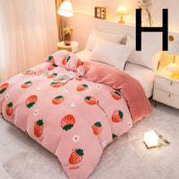 HKM-089363 Thick Coral Fleece Double Plush Duvet Cover with Reactive Printing and Dyeing
