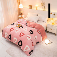 HKM-089363 Thick Coral Fleece Double Plush Duvet Cover with Reactive Printing and Dyeing