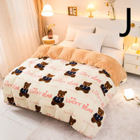 HKM-089363 Thick Coral Fleece Double Plush Duvet Cover with Reactive Printing and Dyeing