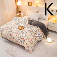 HKM-089363 Thick Coral Fleece Double Plush Duvet Cover with Reactive Printing and Dyeing