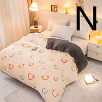 HKM-089363 Thick Coral Fleece Double Plush Duvet Cover with Reactive Printing and Dyeing