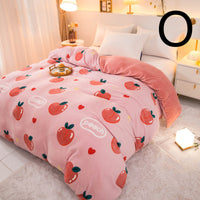 HKM-089363 Thick Coral Fleece Double Plush Duvet Cover with Reactive Printing and Dyeing