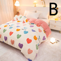 HKM-089363 Thick Coral Fleece Double Plush Duvet Cover with Reactive Printing and Dyeing