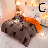 HKM-089363 Thick Coral Fleece Double Plush Duvet Cover with Reactive Printing and Dyeing