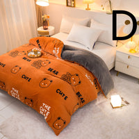 HKM-089363 Thick Coral Fleece Double Plush Duvet Cover with Reactive Printing and Dyeing