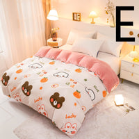 HKM-089363 Thick Coral Fleece Double Plush Duvet Cover with Reactive Printing and Dyeing