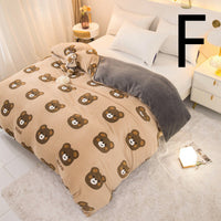 HKM-089363 Thick Coral Fleece Double Plush Duvet Cover with Reactive Printing and Dyeing