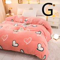 HKM-089363 Thick Coral Fleece Double Plush Duvet Cover with Reactive Printing and Dyeing