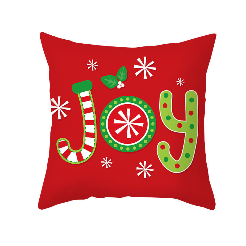 HKM-089427 Nordic Christmas Pillowcase in Peach Fur - 45x45cm Decorative Cushion Cover for Home and Holiday Decor