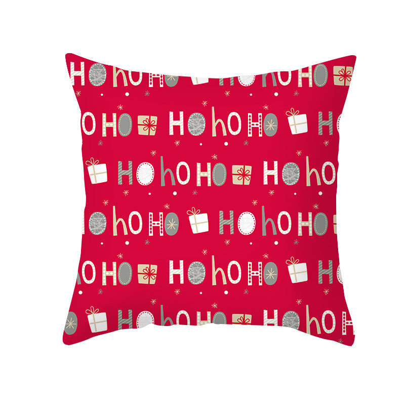 HKM-089427 Nordic Christmas Pillowcase in Peach Fur - 45x45cm Decorative Cushion Cover for Home and Holiday Decor