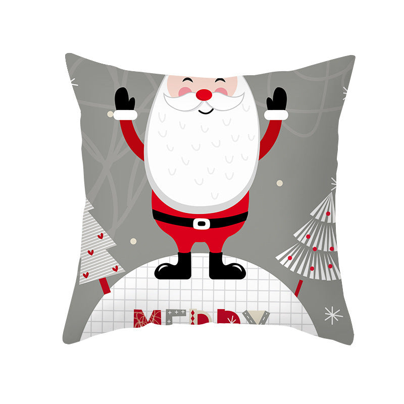 HKM-089427 Nordic Christmas Pillowcase in Peach Fur - 45x45cm Decorative Cushion Cover for Home and Holiday Decor