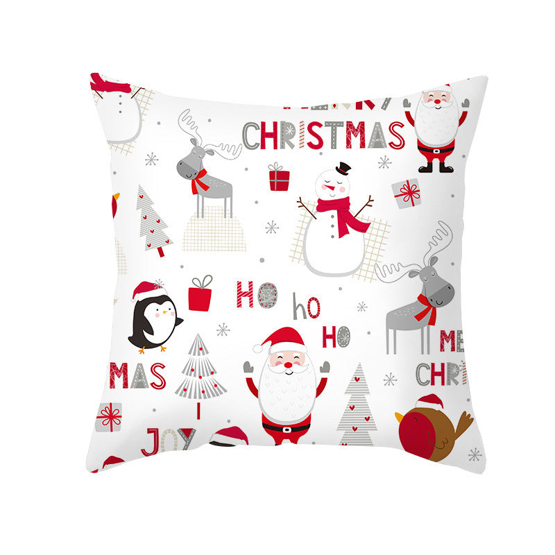 HKM-089427 Nordic Christmas Pillowcase in Peach Fur - 45x45cm Decorative Cushion Cover for Home and Holiday Decor