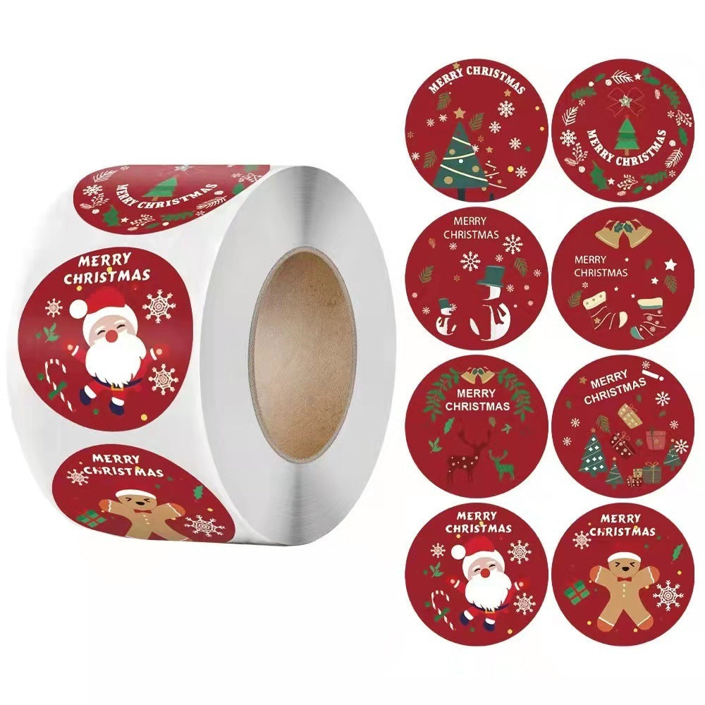 HKM-089491 Christmas Gift Wrap Stickers - Decorative Polyethylene Roll for Packaging and Home Decor