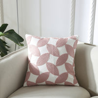 HKM-089491 Geometric Embroidery Cushion - Modern Design Cotton Throw Pillow 45x45cm