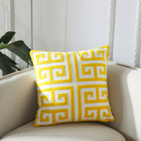 HKM-089491 Geometric Embroidery Cushion - Modern Design Cotton Throw Pillow 45x45cm