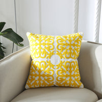 HKM-089491 Geometric Embroidery Cushion - Modern Design Cotton Throw Pillow 45x45cm