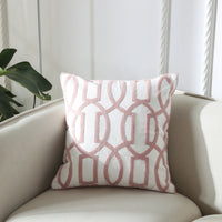 HKM-089491 Geometric Embroidery Cushion - Modern Design Cotton Throw Pillow 45x45cm