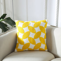 HKM-089491 Geometric Embroidery Cushion - Modern Design Cotton Throw Pillow 45x45cm