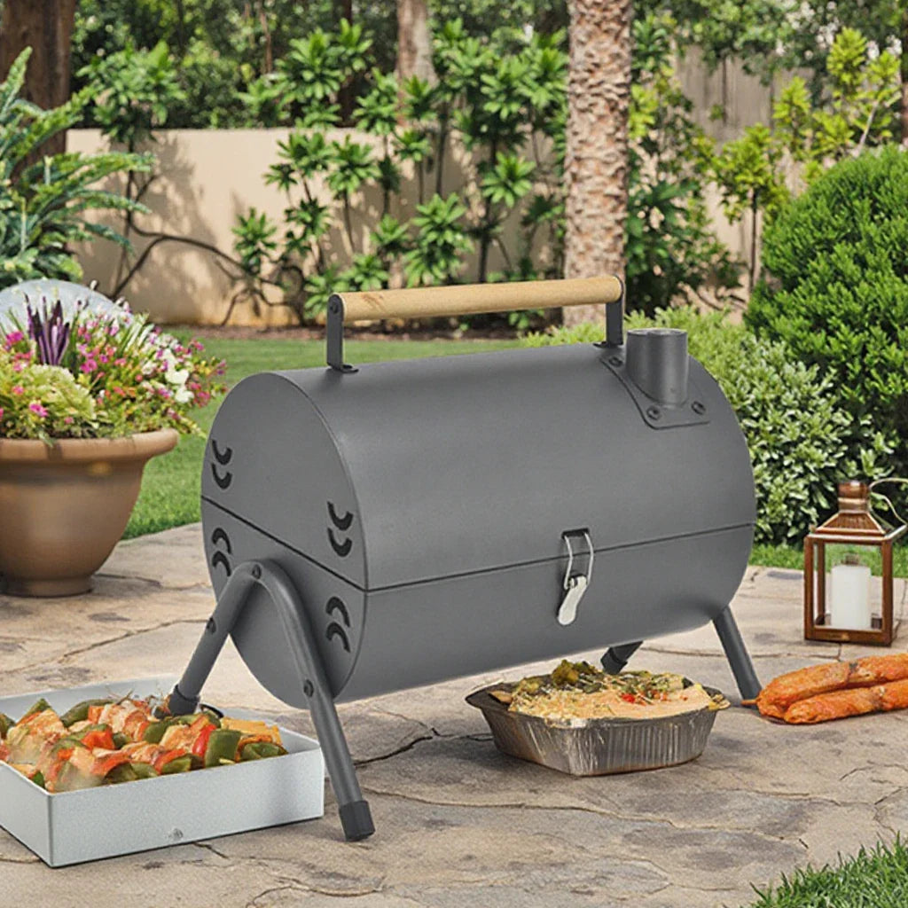 KTX-089555 Portable Folding BBQ Grill for Outdoor Cooking - Practical Black Design