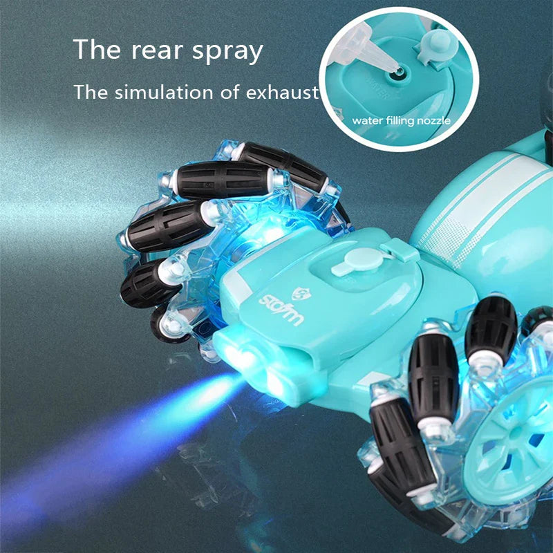 HKM-089619 RC Spraying Twisting Stunt Car Toy – Gesture Sensing Remote Control Vehicle for Ages 5 and Up