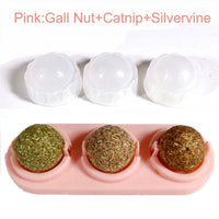 HKM-089811 3pcs Lot Self-adhesive Rotated Catnip Lick Ball