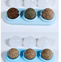 HKM-089811 3pcs Lot Self-adhesive Rotated Catnip Lick Ball