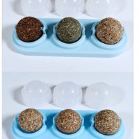 HKM-089811 3pcs Lot Self-adhesive Rotated Catnip Lick Ball