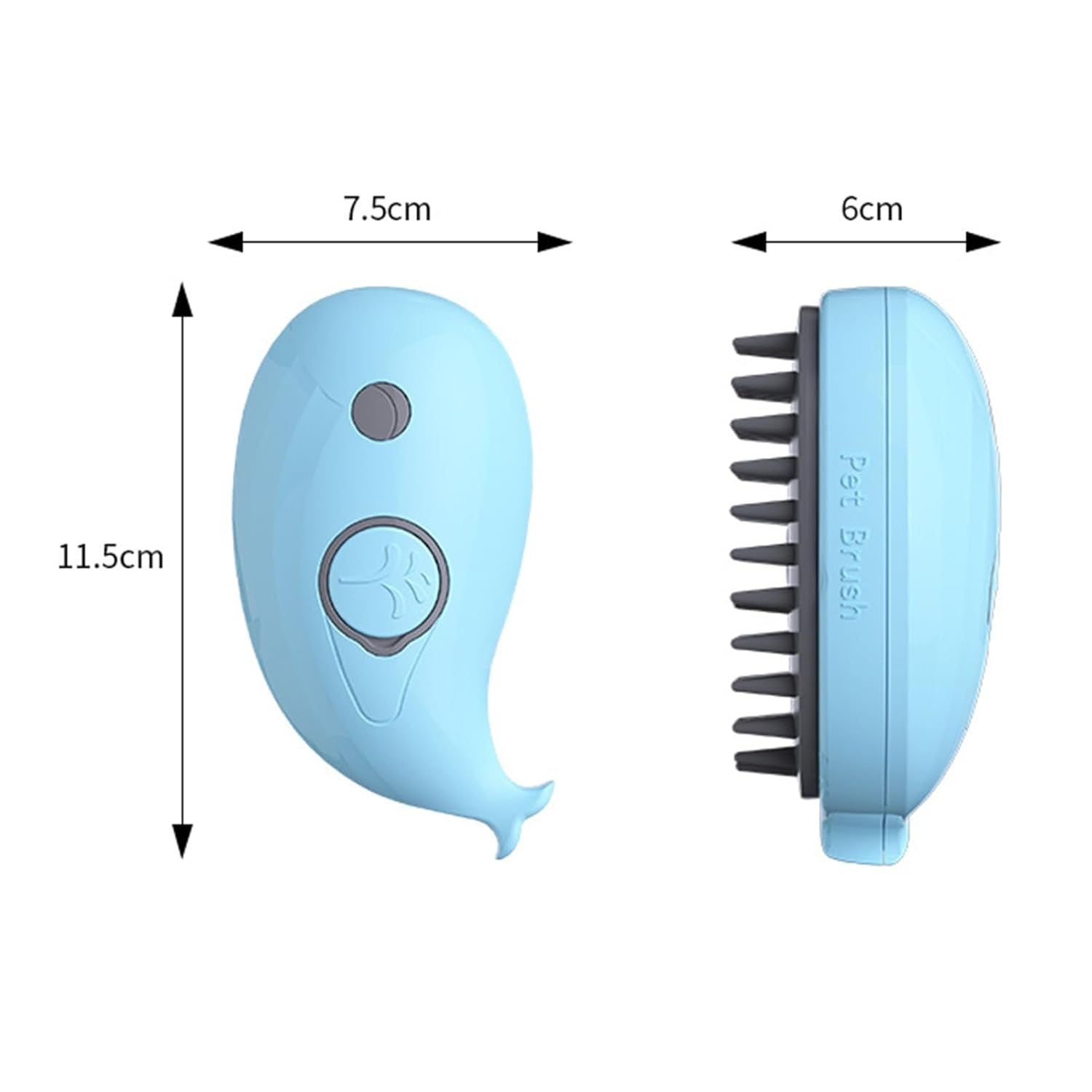 HKM-089875 3-in-1 Whale-Shaped Steam Cat Brush for Shedding, Grooming, and Massage - Fast Foaming Spray Bath Comb