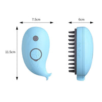 HKM-089875 3-in-1 Whale-Shaped Steam Cat Brush for Shedding, Grooming, and Massage - Fast Foaming Spray Bath Comb
