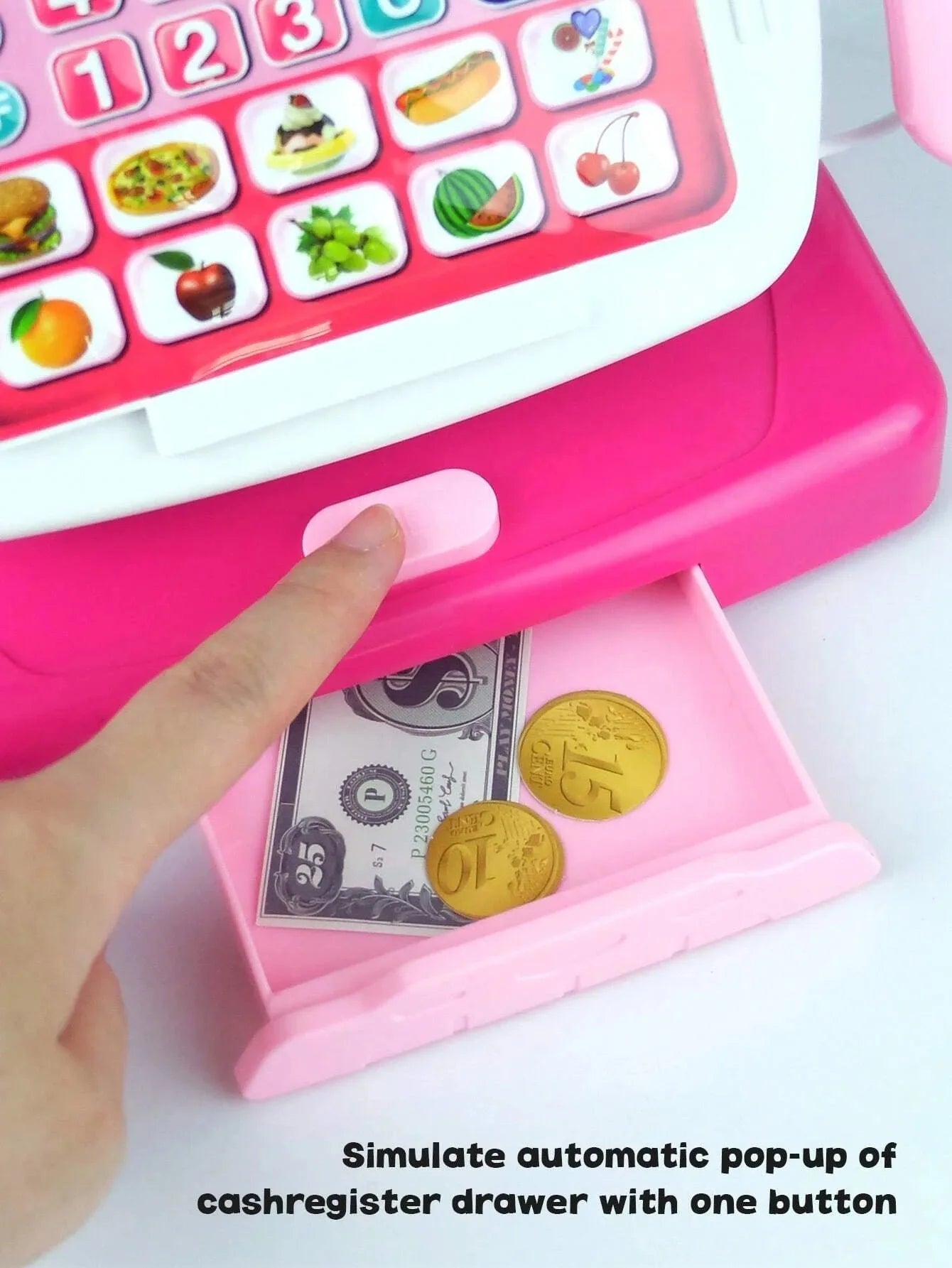 HKM-089875 Kids Pretend Play Shopping Cash Register Toy with Sound and Flashing Features - Age 4-14 Years