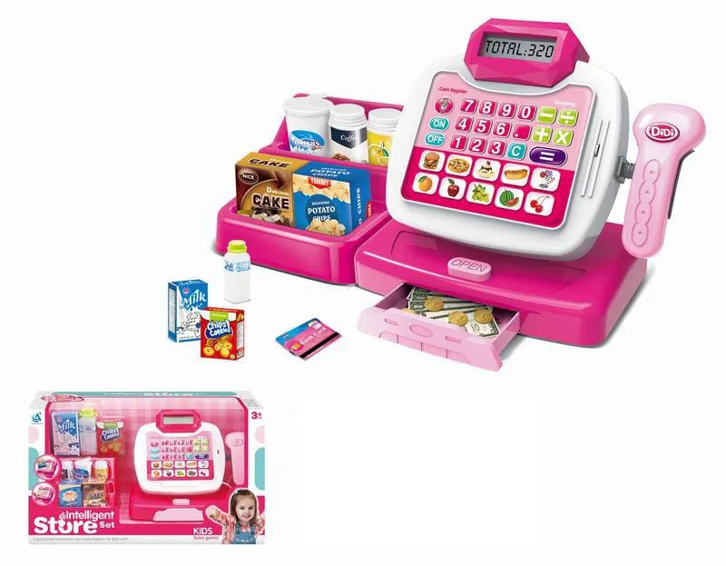 HKM-089875 Kids Pretend Play Shopping Cash Register Toy with Sound and Flashing Features - Age 4-14 Years