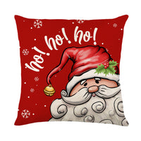 HKM-089875 Nordic Style Christmas Elk and Santa Claus Linen Cushion Cover - 45x45cm