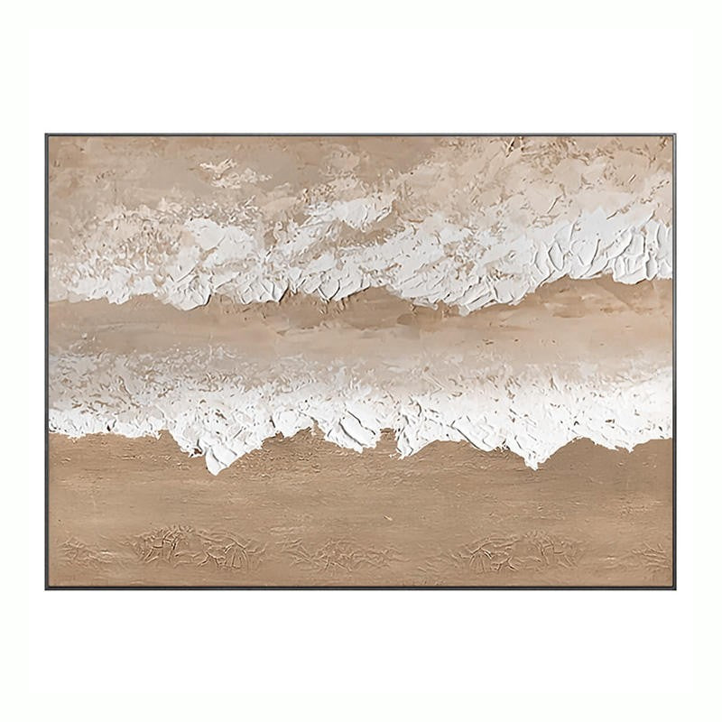 HKM-090131 Handmade Large Abstract Oil Painting - Brown Texture Beach Landscape for Living Room Wall Decor