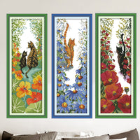 HKM-090195 Cute Kitten Cross Stitch Kit - Eco Cotton and Egyptian Cotton Embroidery with Various Size Options