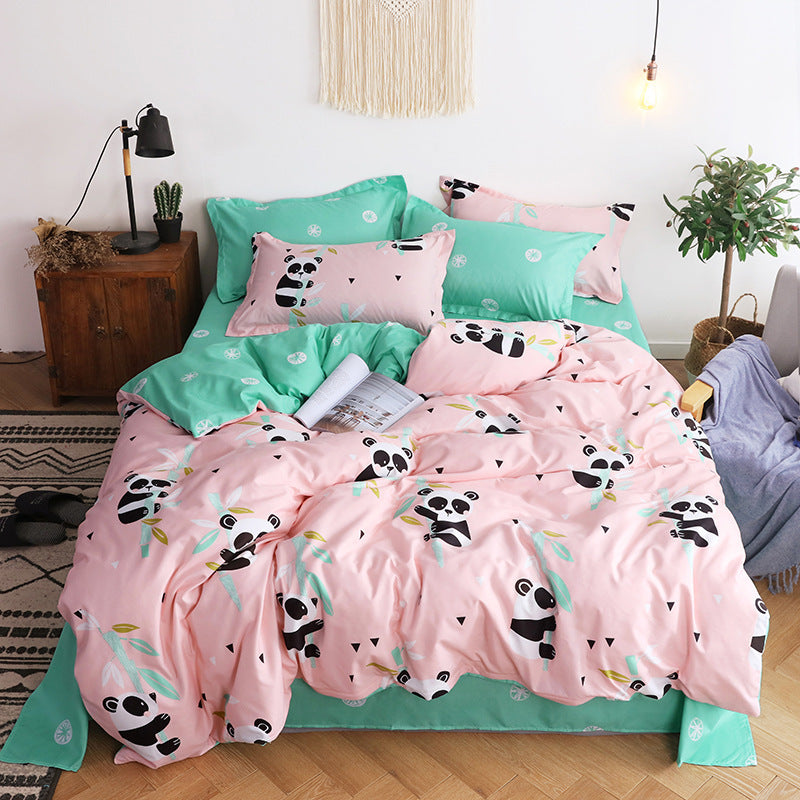 HKM-090195 Four-Piece Polyester Bedding Quilt Cover Set with Pillowcases - Personalized Stylish Design for Various Bed Sizes