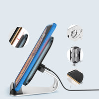 HKM-090259 Vertical Wireless Fast Charger for Mobile Phones - Type-C Interface, 10W & 15W Options in Black, Silver, Blue